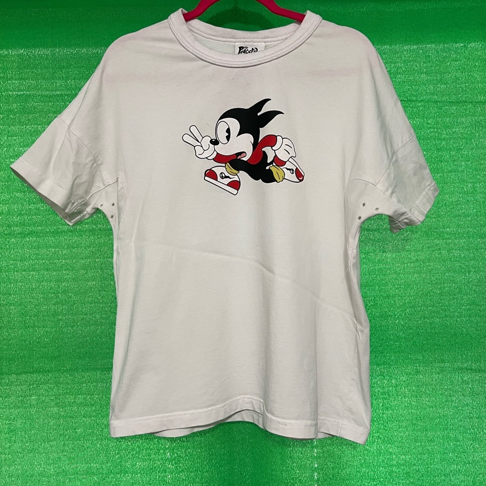 White T-Shirt with Cartoon Graphic